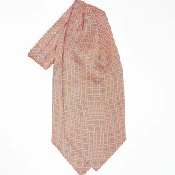 Ascot Tie In Orange Silk - Small Flower Designs