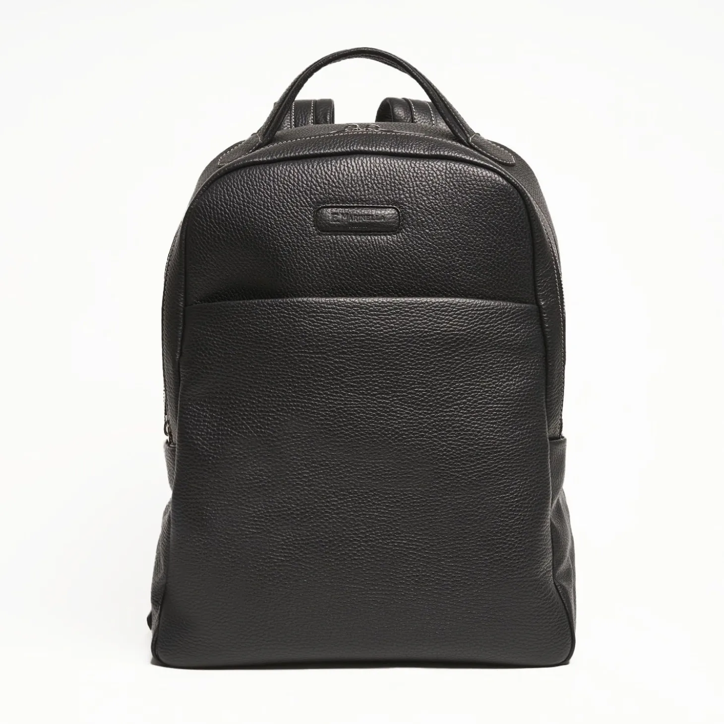 Backpack In Black Leather With Reinforced Back Panel