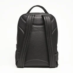 Backpack In Black Leather With Reinforced Back Panel