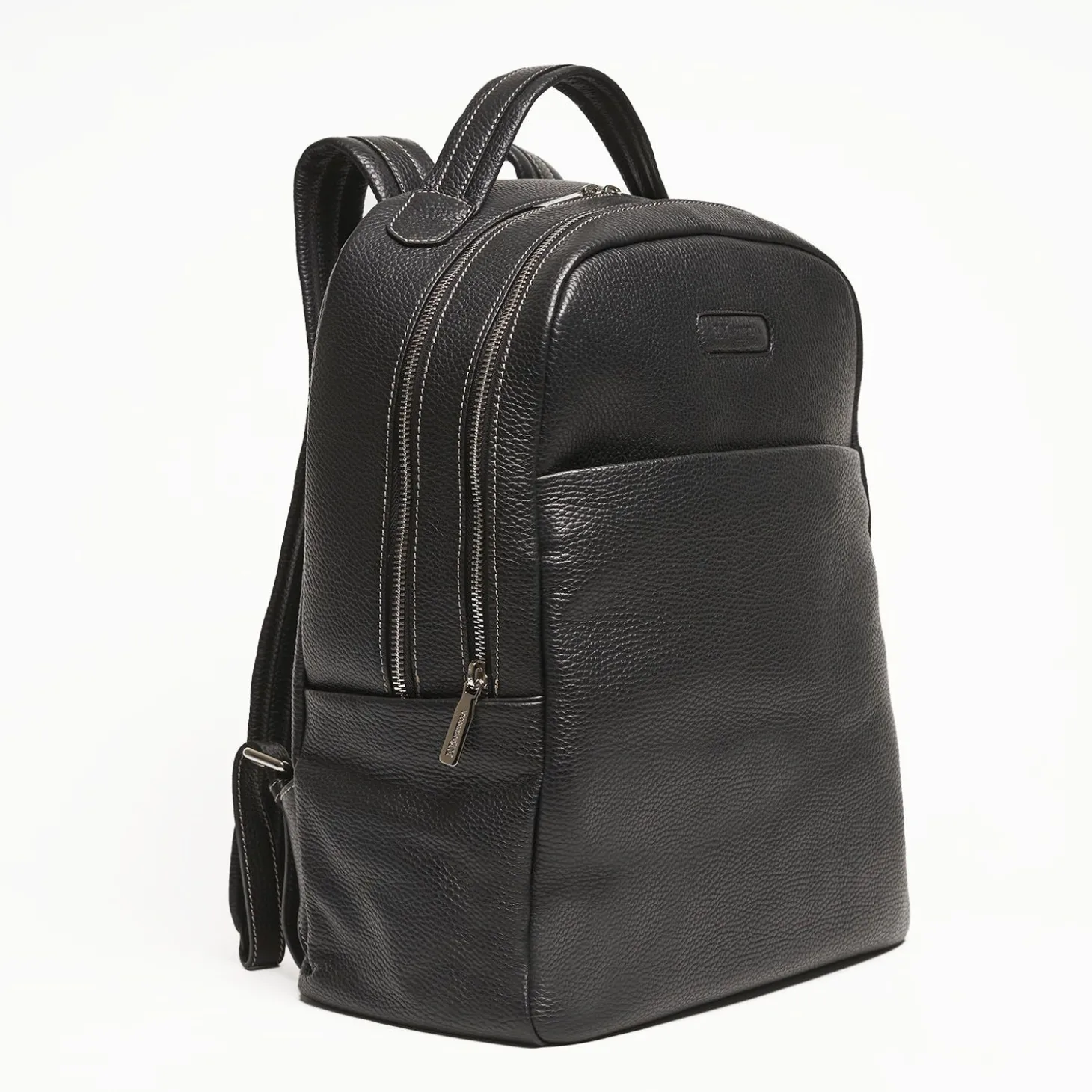 Backpack In Black Leather With Reinforced Back Panel