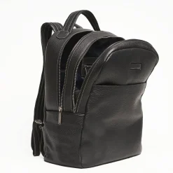 Backpack In Black Leather With Reinforced Back Panel