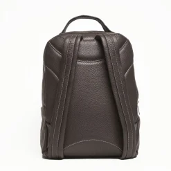 Backpack In Dark Brown Leather With Reinforced Back Panel