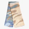 Beige And Blue Cotton And Linen Stole