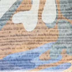 Beige And Blue Cotton And Linen Stole
