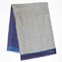 Beige And Blue Double Silk Scarf