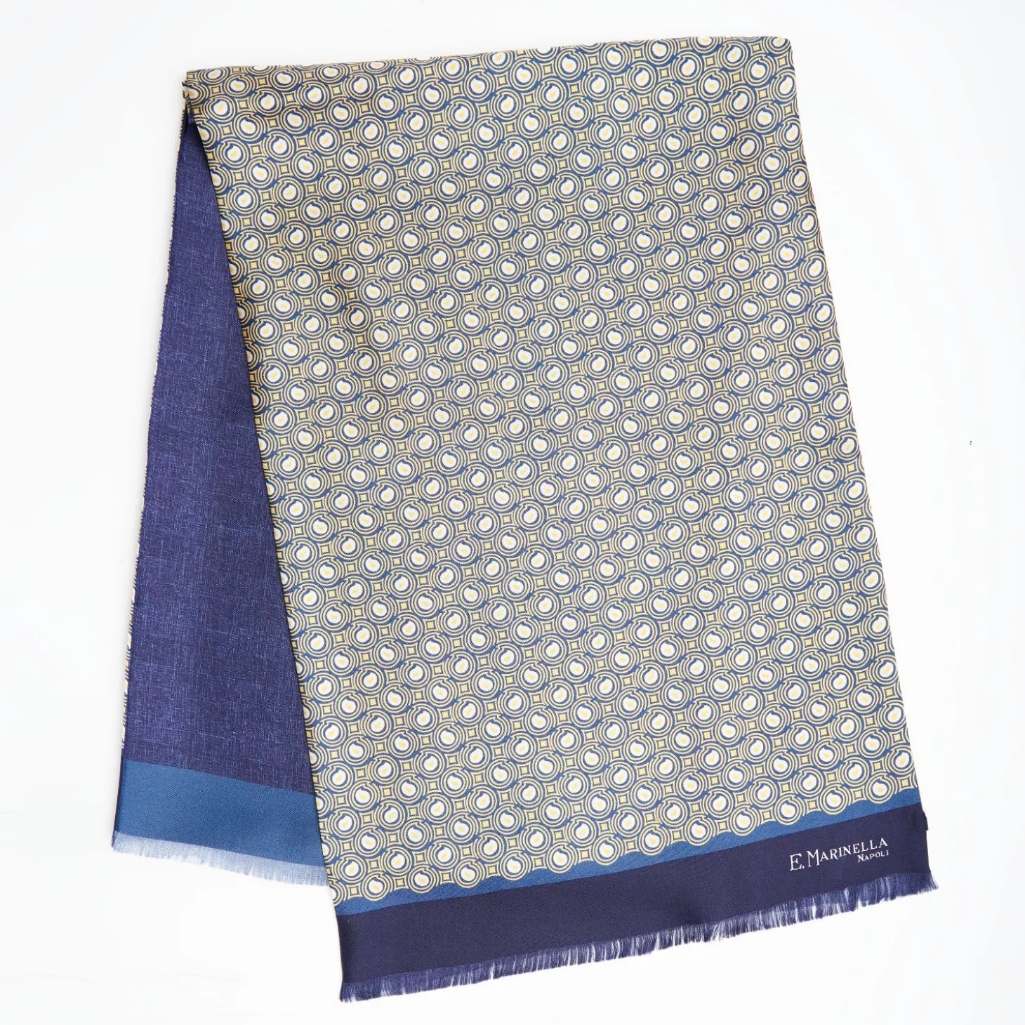 Beige And Blue Double Silk Scarf