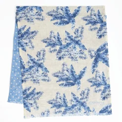 Beige And Bluette Wool And Silk Scarf