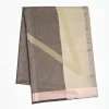 Beige And Gray Cashmere Stole With Pink Silk Detail