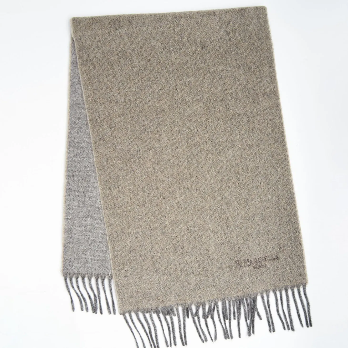 Beige And Grey Double-Faced Cashmere Scarf