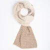 Beige And Light Brown Two-Tone Cashmere Neck Warmer Geometric Pattern