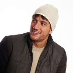 Beige And White Bicolor Cashmere Beanie