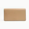 Beige Big Wallet In Soft Leather