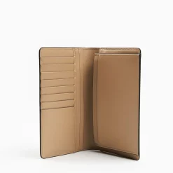 Beige Big Wallet In Soft Leather