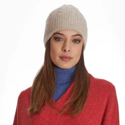 Beige Cashmere Braid Beanie