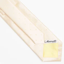 Beige Cerimonial Silk Satin Tie Polka Dot Pattern