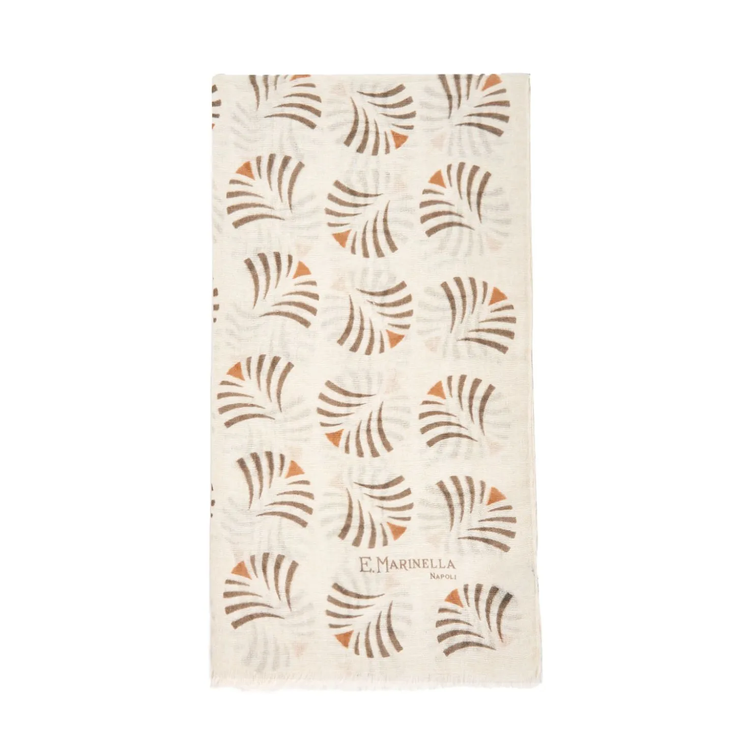Beige Cotton And Linen Scarf - Brown Fans