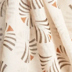 Beige Cotton And Linen Scarf - Brown Fans