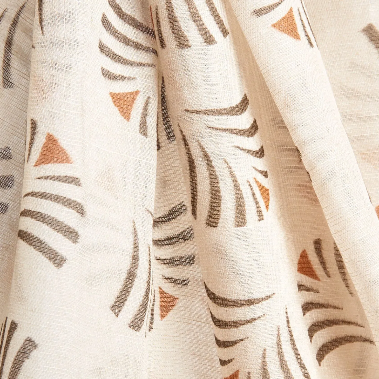 Beige Cotton And Linen Scarf - Brown Fans