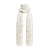 Beige Cotton And Linen Scarf - Light Blue Fans