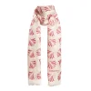 Beige Cotton And Linen Scarf - Red Fans