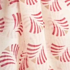 Beige Cotton And Linen Scarf - Red Fans