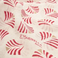 Beige Cotton And Linen Scarf - Red Fans