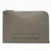 Beige Leather Portfolio With Strap
