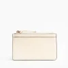 Beige Leather Zip Credit Card Holder