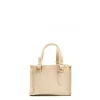Beige Mini Shopping Bag In Hammered Leather