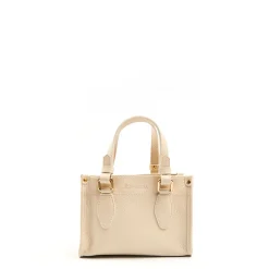 Beige Mini Shopping Bag In Hammered Leather