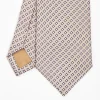 Beige Sartorial Jacquard Silk Tie - Small Flower Pattern