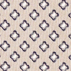 Beige Sartorial Jacquard Silk Tie - Small Flower Pattern
