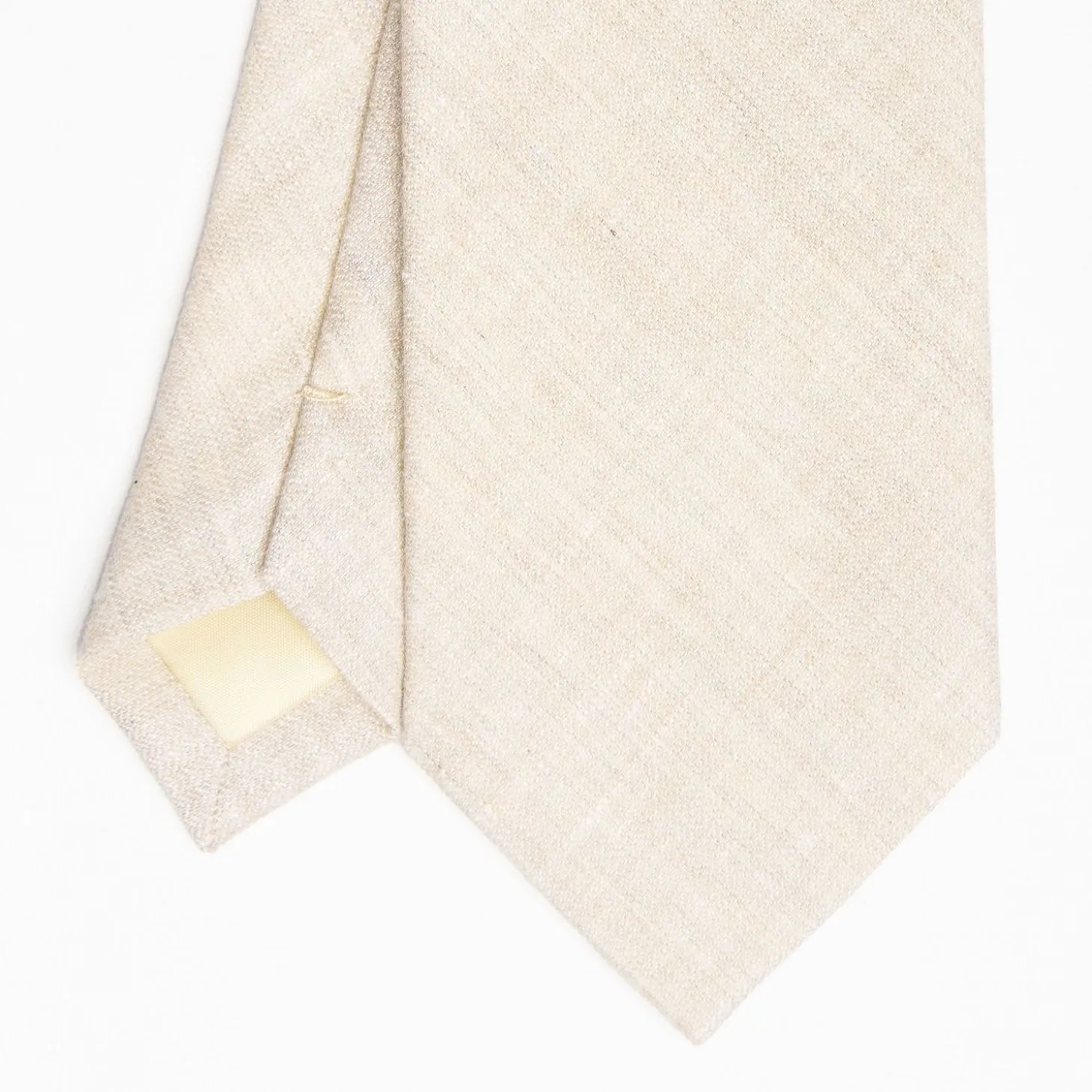 Beige Sartorial Linen And Cotton Tie - Solid Color