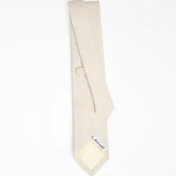 Beige Sartorial Linen And Cotton Tie - Solid Color