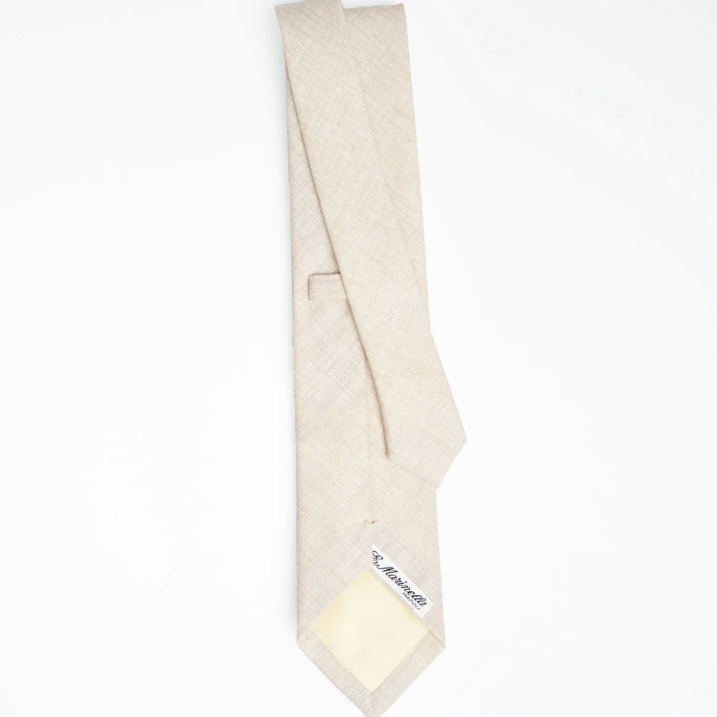 Beige Sartorial Linen And Cotton Tie - Solid Color