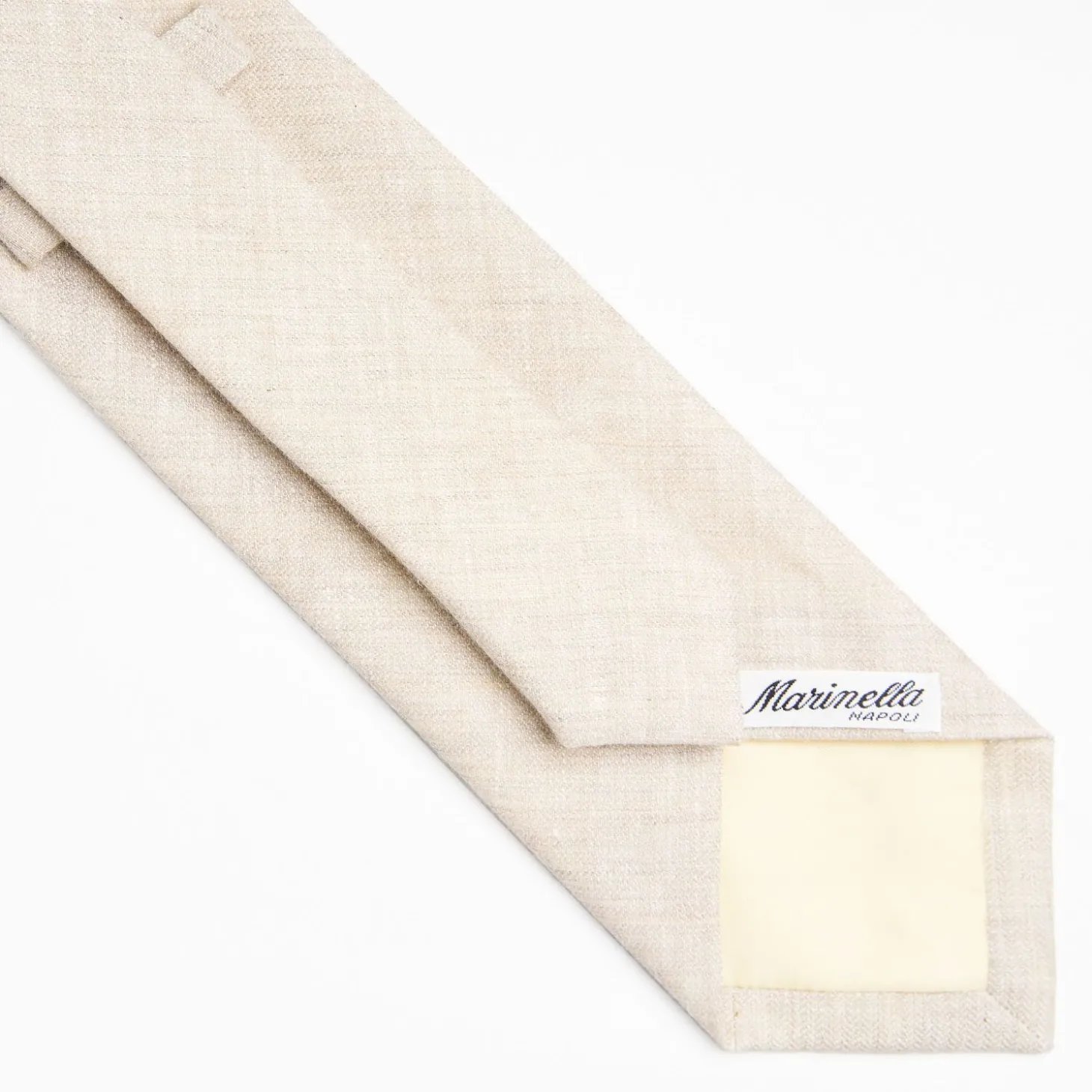 Beige Sartorial Linen And Cotton Tie - Solid Color