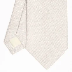 Beige Sartorial Linen Tie Solid Color
