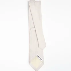 Beige Sartorial Linen Tie Solid Color