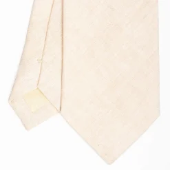 Beige Sartorial Linen Tie Solid Color