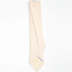 Beige Sartorial Linen Tie Solid Color