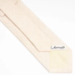 Beige Sartorial Linen Tie Solid Color