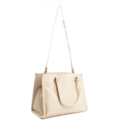 Beige Shopping Bag In Hammered Leather