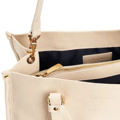 Beige Shopping Bag In Hammered Leather