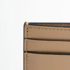 Beige Small Credit Card Holder In Soft Leather