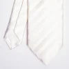 Beige Striped Satin Silk Ceremony Tie