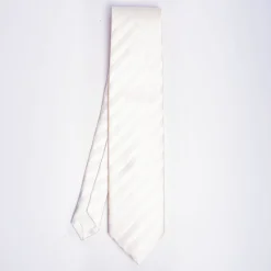 Beige Striped Satin Silk Ceremony Tie