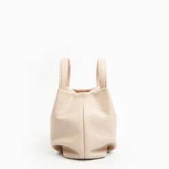 Beige Textured Leather Soft Mini Bag