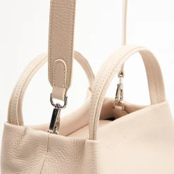 Beige Textured Leather Soft Mini Bag