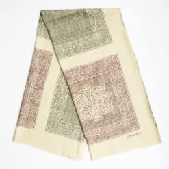 Beige Wool And Silk Stole - Alternate Checks