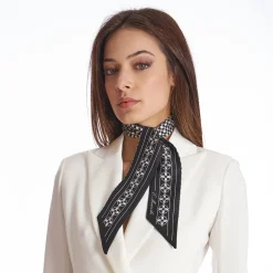 Black And White Silk Twilly
